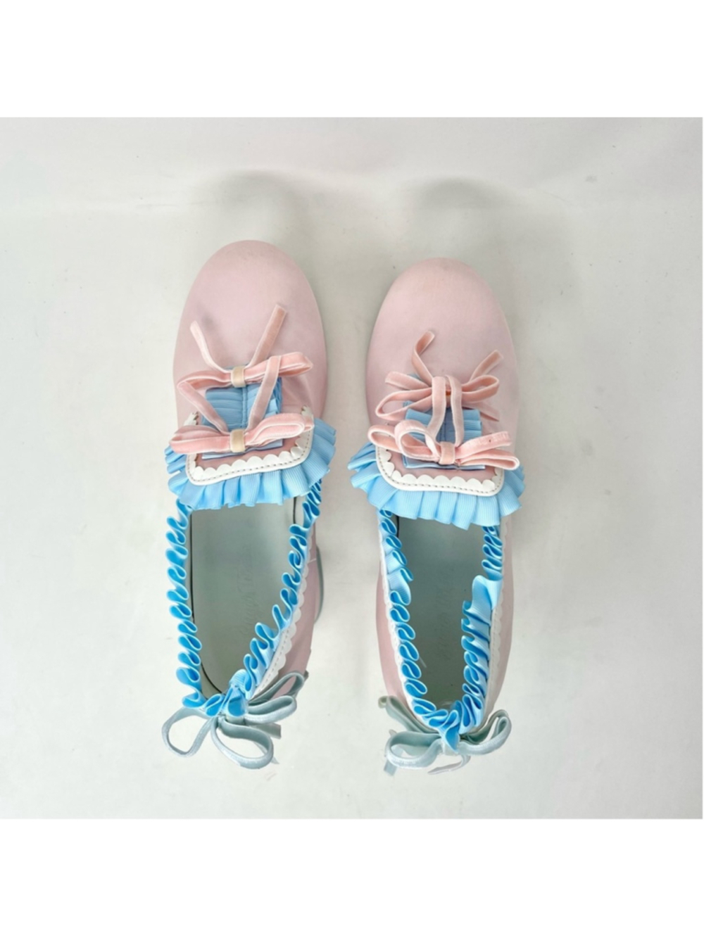 Dolls Kill Sugar Thrillz Bisous Pastel Satin Platform Ruffle Bow Platforms US 9 - Picture 8 of 13